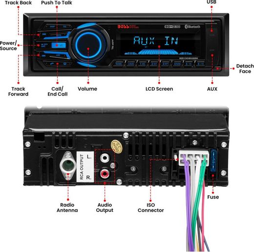Морская магнитола BOSS MR1308UABK