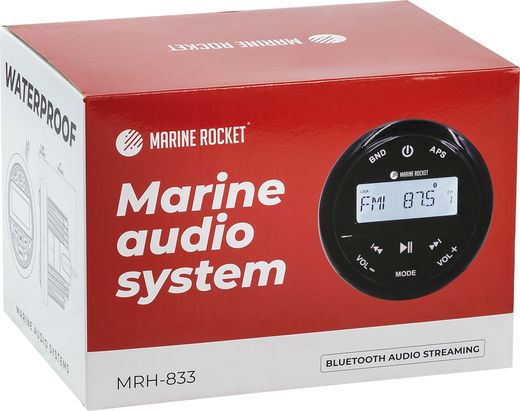 Морская магнитола MRH-833, серебристый ободок, Marine Rocket