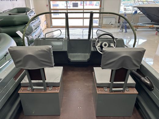 Моторная лодка, Неман 450 DCM PRO, зелёно-серая с Marine Rocket MR40FFEL