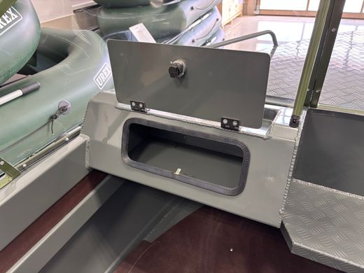 Моторная лодка, Неман 450 DCM PRO, зелёно-серая с Marine Rocket MREF40FEL-T