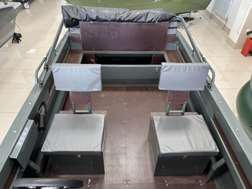 Моторная лодка, Неман 450 DCM PRO, зелёно-серая с Marine Rocket MREF40FEL-T