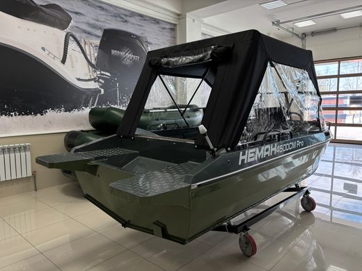 Моторная лодка, Неман 450 DCM PRO, зелёно-серая с Marine Rocket MREF40FEL-T