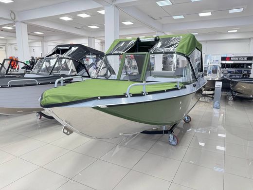 Моторная лодка, Неман 500 DC, серо-зелёная с Marine Rocket MREF40FEL-T
