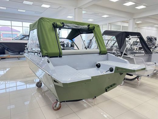 Моторная лодка, Неман 500 DC, серо-зелёная с Suzuki DF50ATL