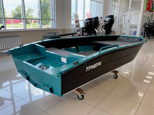 Моторная лодка, Триера 420 румпель, бирюзовый с Marine Rocket MR25FHS