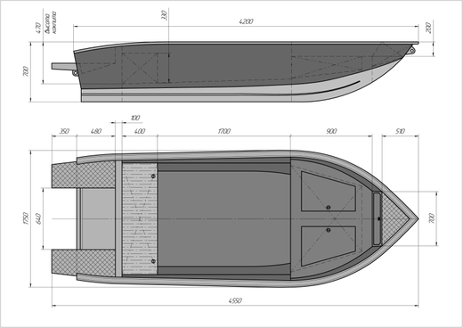 Моторная лодка, Триера 420 румпель, серый c Suzuki DF9.9BS+ (Super Forced)
