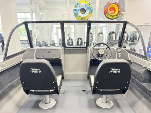 Моторная лодка, Триера 460 BR_new, серый (тент ходовой, стояночный, транспортировочный) с Marine Rocket MREF60FUEL-T