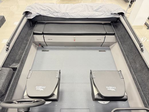 Моторная лодка, Триера 460 BR_new, серый (тент ходовой, стояночный, транспортировочный) с Marine Rocket MREF60FVEL-T