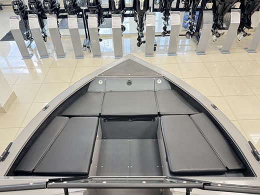 Моторная лодка, Триера 460 BR_new, серый (тент ходовой, стояночный, транспортировочный) с Marine Rocket MREF60FVEL-T