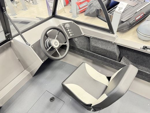 Моторная лодка, Триера 460 BR_new, серый (тент ходовой, стояночный, транспортировочный) с Marine Rocket MREF60FVEL-T