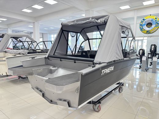 Моторная лодка, Триера 460 BR_new, серый (тент ходовой, стояночный, транспортировочный) с Marine Rocket MREF60FVEL-T