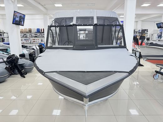 Моторная лодка, Триера 460 BR_new, серый (тент ходовой, стояночный, транспортировочный) с Suzuki DF50ATL