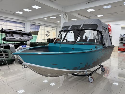 Моторная лодка, Триера 470 FISH, бирюзовый с Marine Rocket MREF60FUEL-T