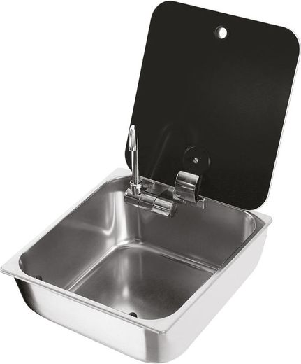 Мойка квадратная с краном, стеклянная крышка, CAN, LR1760