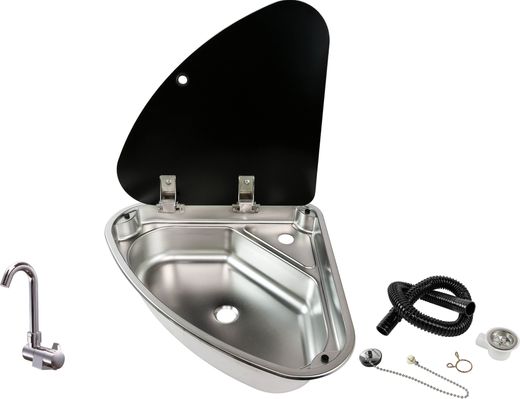 Мойка угловая левая с краном и сливом (комплект MR610LS1), Marine Rocket