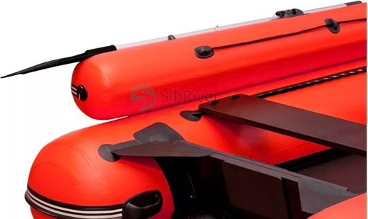Надувная лодка ПВХ Абакан 420 Jet, фальшборт, красный/черный, SibRiver