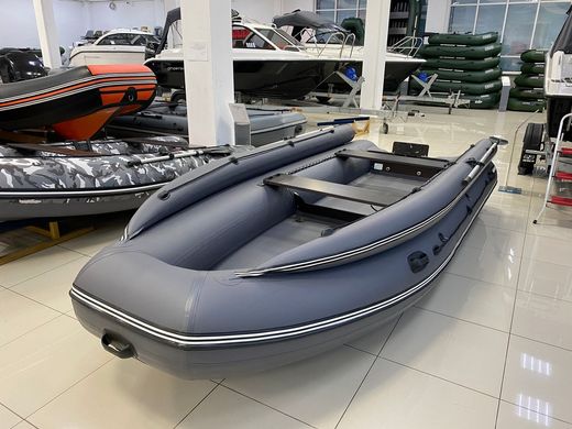 Надувная лодка ПВХ Абакан 420 Jet, фальшборт, съёмный транец, интерцептор, серый, SibRiver, уцененная