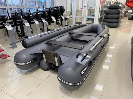 Надувная лодка ПВХ Абакан 420 Jet, фальшборт, съёмный транец, интерцептор, серый, SibRiver, уцененная