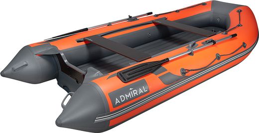 Надувная лодка ПВХ, Адмирал 330 CF НДНД, роульс, рым, оранжевый/серый