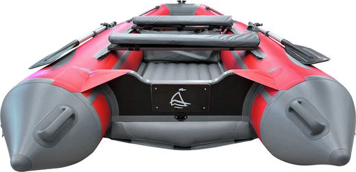 Надувная лодка ПВХ, Адмирал 360 НДНД, роульс, рым, накладки, красный/серый