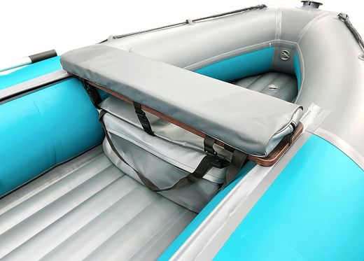 Надувная лодка ПВХ, Адмирал 375 S НДНД,  роульс, рым, накладки, голубой/серый