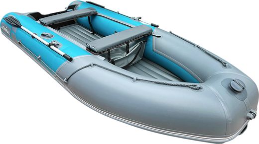 Надувная лодка ПВХ, Адмирал 375 S НДНД,  роульс, рым, накладки, голубой/серый