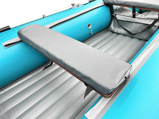 Надувная лодка ПВХ, Адмирал 375 S НДНД,  роульс, рым, накладки, голубой/серый