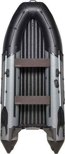 Надувная лодка ПВХ, Адмирал 375 S НДНД,  роульс, рым, накладки, серый/черный