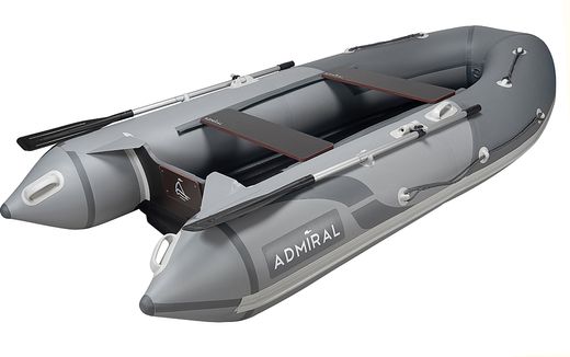 Надувная лодка ПВХ, Адмирал 375 S НДНД,  роульс, рым, серый