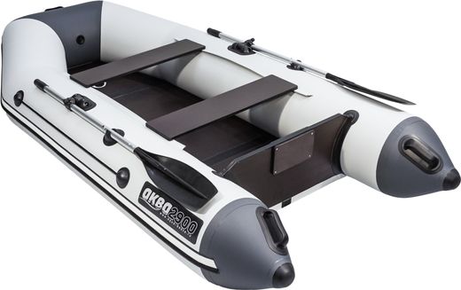 Надувная лодка ПВХ, АКВА 2900 слань-книжка киль, светло-серый/ графит