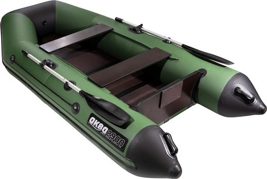 Надувная лодка ПВХ, АКВА 2900 слань-книжка киль, зеленый/черный