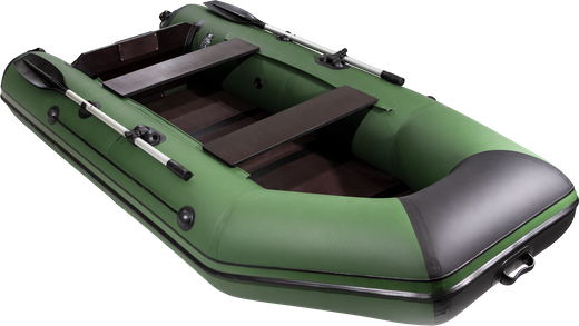 Надувная лодка ПВХ, АКВА 3200 слань-книжка киль, зеленый/черный