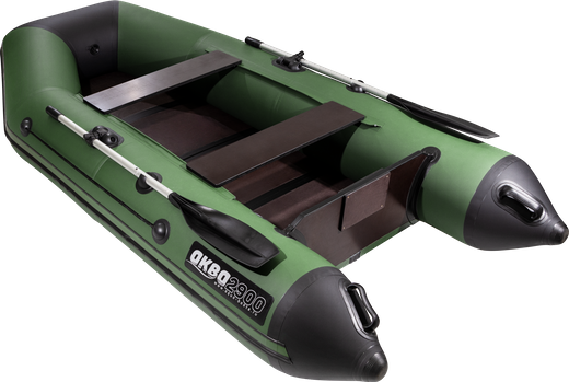 Надувная лодка ПВХ, АКВА 3200 слань-книжка киль, зеленый/черный