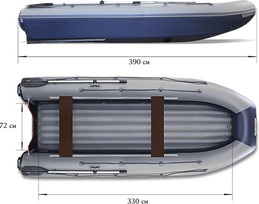 Надувная лодка ПВХ, Флагман DK390I JET, серо-синий