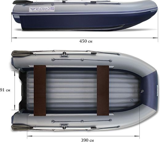 Надувная лодка ПВХ, Флагман DK450 JET, серо-синий