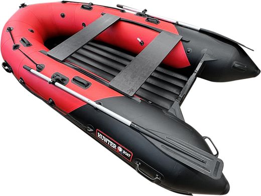 Надувная лодка ПВХ, Хантер 330 Про НДНД, красный/черный