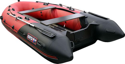 Надувная лодка ПВХ, Хантер 350 Про НДНД, красный/черный