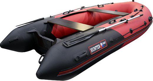 Надувная лодка ПВХ, Хантер 350 Про НДНД, красный/черный