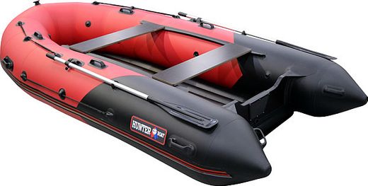 Надувная лодка ПВХ, Хантер 380 Про НДНД, красный/черный