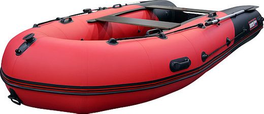 Надувная лодка ПВХ, Хантер 380 Про НДНД, красный/черный