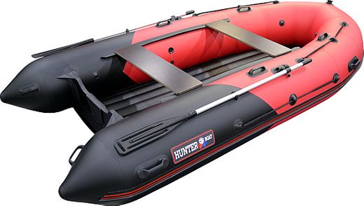Надувная лодка ПВХ, Хантер 380 Про НДНД, красный/черный