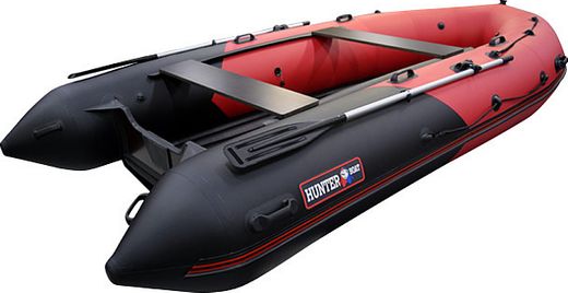 Надувная лодка ПВХ, Хантер 420 Про НДНД, красный/черный