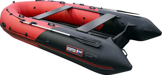 Надувная лодка ПВХ, Хантер 420 Про НДНД, красный/черный
