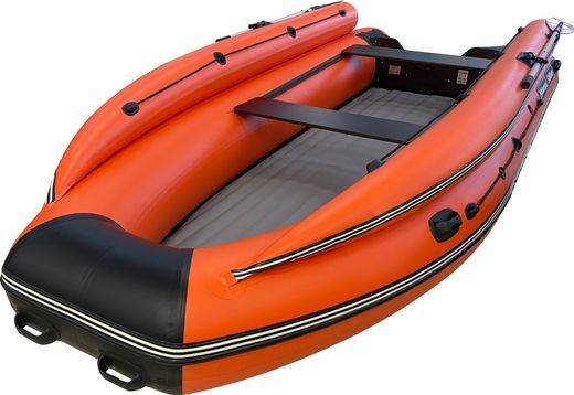 Надувная лодка ПВХ Хатанга Jet-475 Lux НДНД, оранжевый/черный, SibRiver