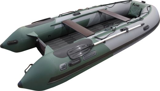 Надувная лодка ПВХ, Навигатор 380PRO НДНД, серый-зеленый, FORZA