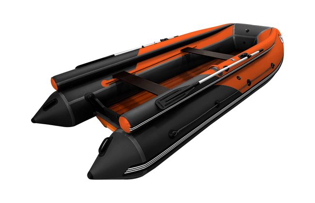 Надувная лодка ПВХ, ORCA 400GTF НДНД, фальшборт, оранжевый/черный