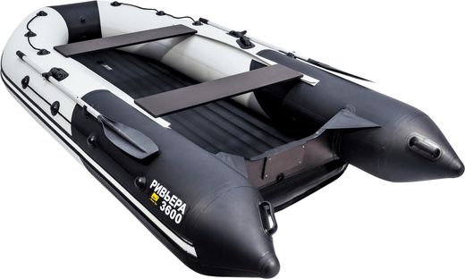 Надувная лодка ПВХ, Ривьера 3600 НДНД Комби, киль, светло-серый/черный