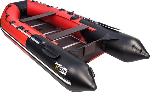 Надувная лодка ПВХ, Ривьера Компакт 3600 НДНД Комби, красный/черный