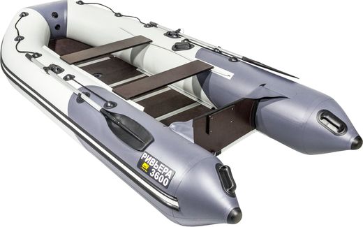 Надувная лодка ПВХ, Ривьера Компакт 3600 НДНД Комби, светло-серый/графит