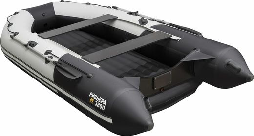 Надувная лодка ПВХ, Ривьера Компакт 3800 НДНД Комби, бронь, светло-серый/черный